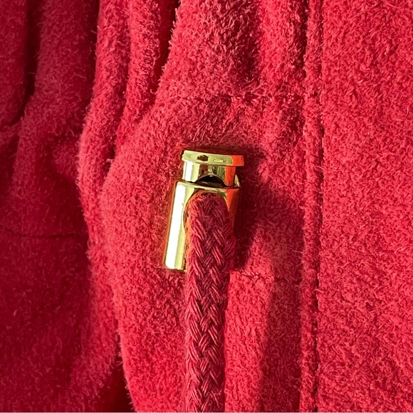 IMAN Genuinely suede leather jacket in red with adjustable waist ties size M - Picture 6 of 10